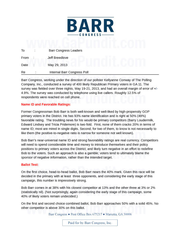 Internal Barr Congress Poll1GaPundit