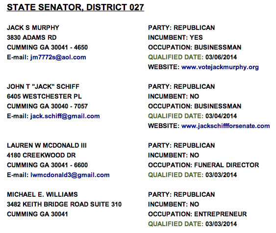 Senate District 27 Qualifying