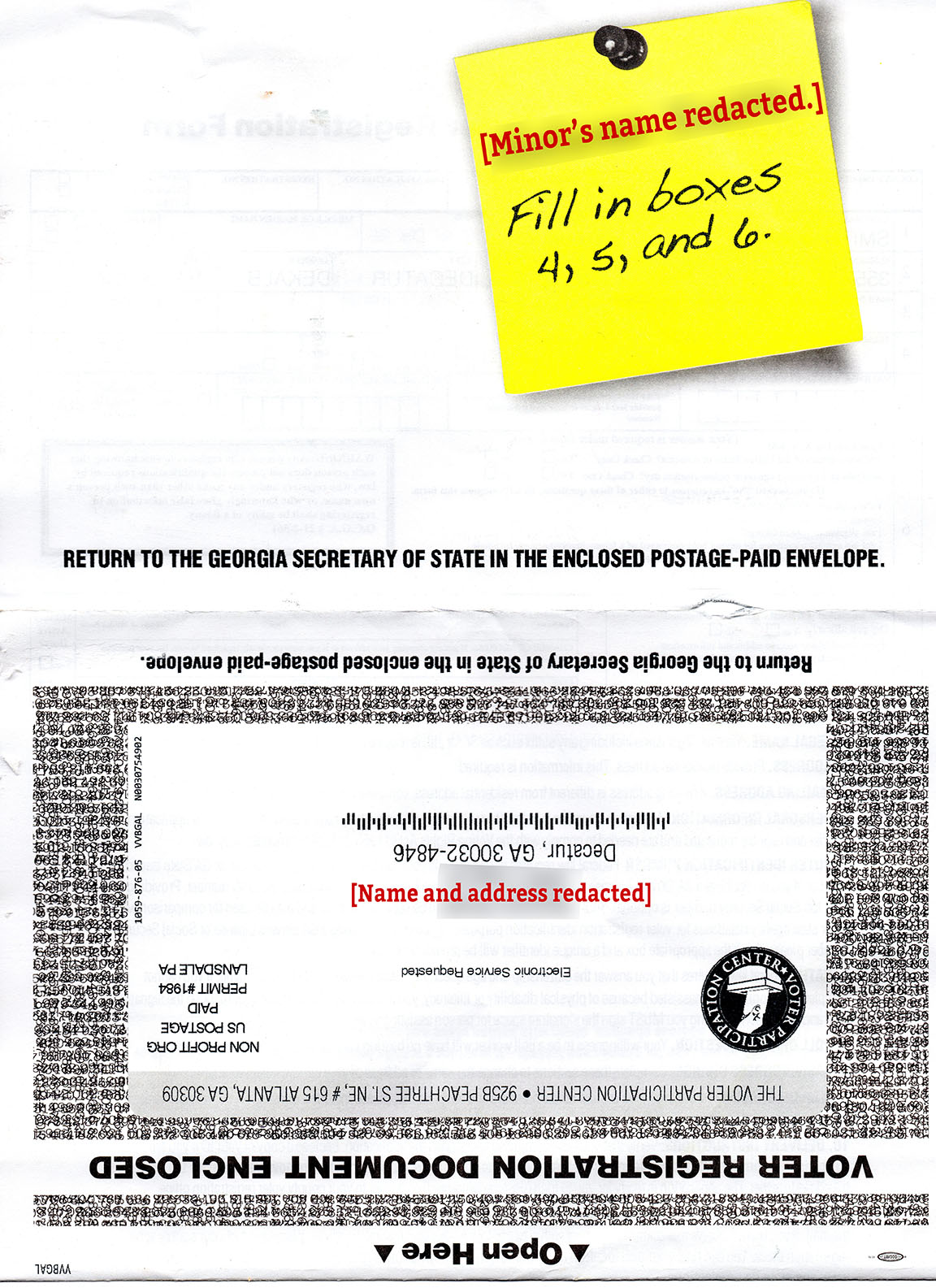 Voter Registration for a Minor Outside