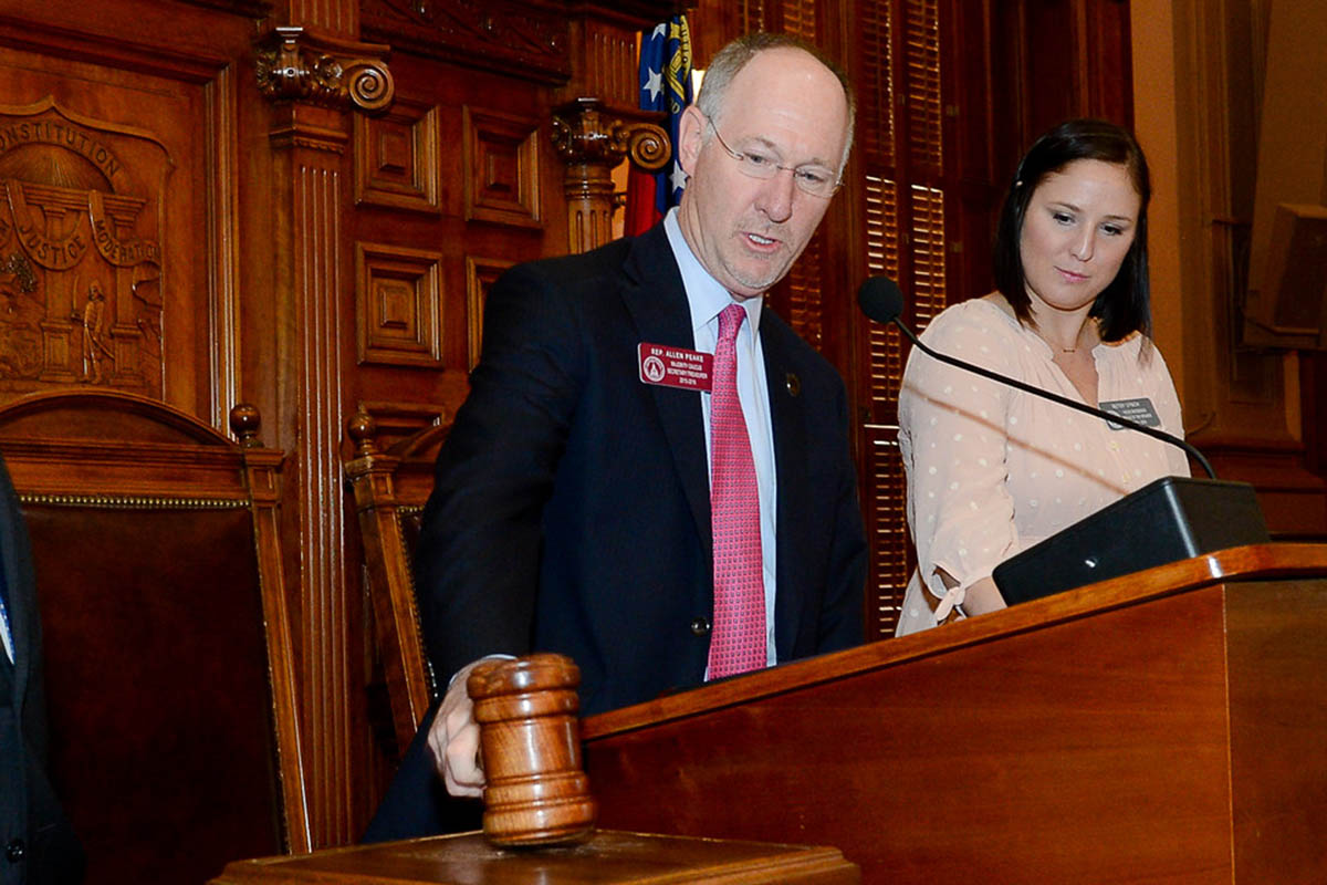 Rep. Allen Peake wields the gavel. Photo by Georgia House Photo.